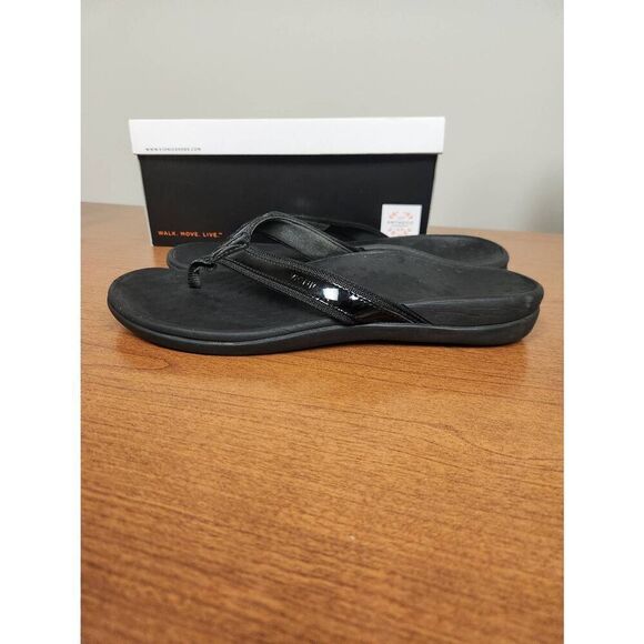 Vionic womens flip flops sandals size 9 black comfort shoes slip on. With Box - Picture 7 of 7